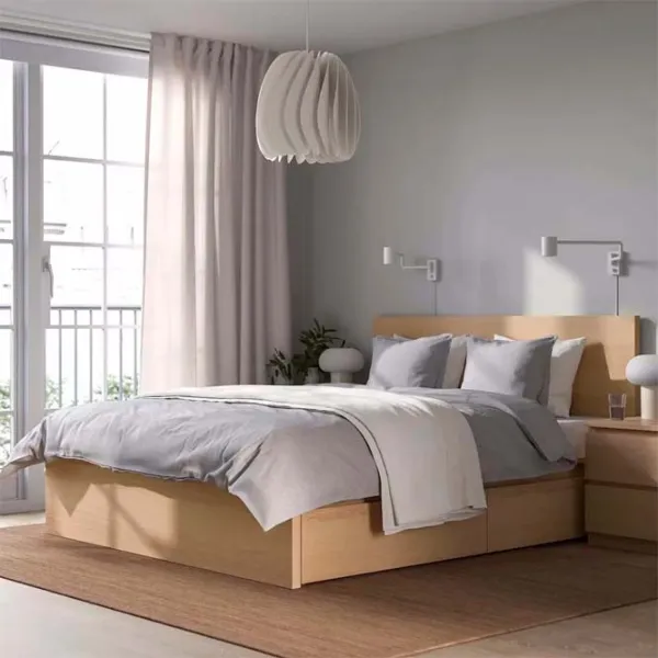 Кровать Ikea Malm/Luroy 4 160 x 200 см / Шпон / Дубовый шпон беленый photo 2