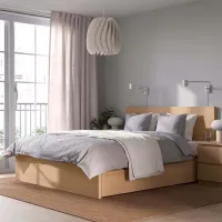 Кровать Ikea Malm/Luroy 4 160 x 200 см / Шпон / Дубовый шпон беленый photo 2