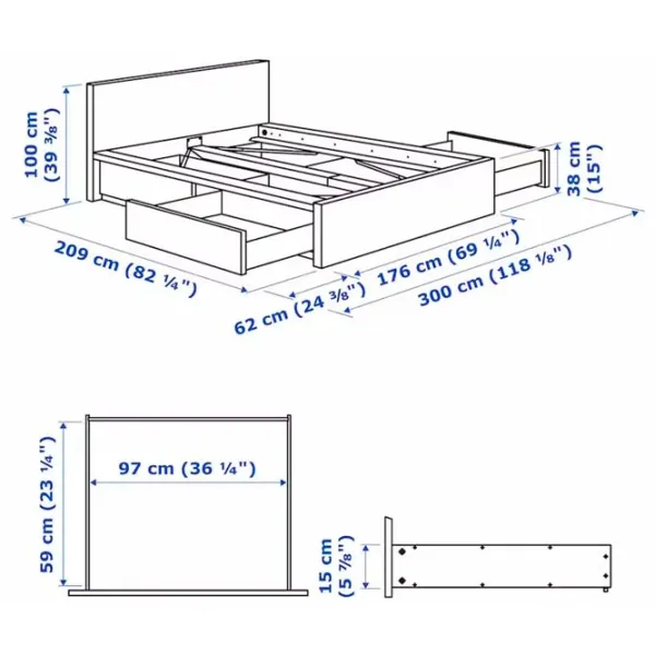 Pat Ikea Malm/Luroy 4 160 x 200 cm / Furnir / White photo 8