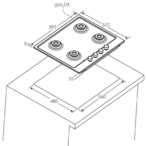 Plită încorporabilă pe gaz Candy CHG6BF4WPBB Oțel emailat / Black photo 3