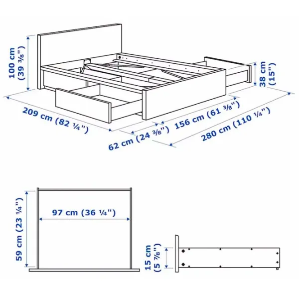 Pat Ikea Malm/Lonset 140 x 200 cm / Furnir / Blue photo 10
