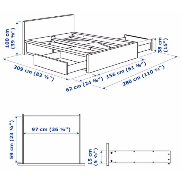 Pat Ikea Malm/Lonset 140 x 200 cm / Furnir / Blue photo 10