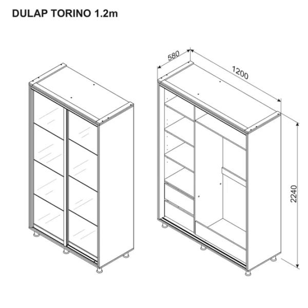 Шкаф Ambianta Torino 120 x 58см x 224 / ДСП / Графитовый photo 4