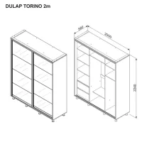 Dulap Ambianta Torino 200 x 58 x 224 / DSP / Grafit photo 4