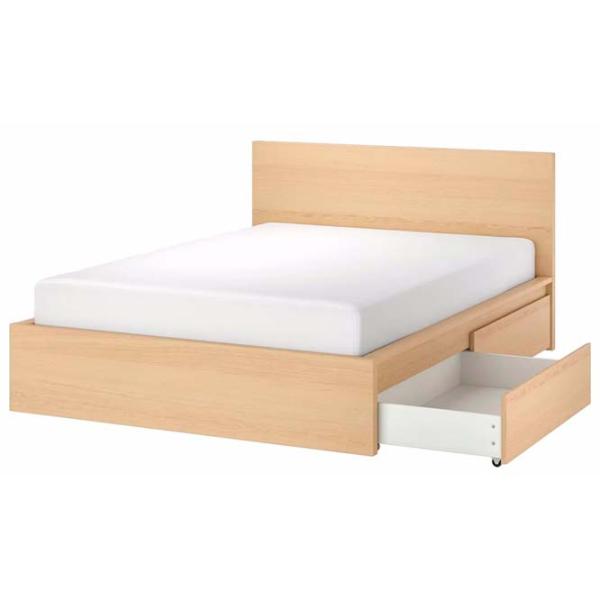 Кровать Ikea Malm 160 x 200 см / Шпон / Дубовый шпон беленый photo 1