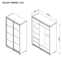 Dulap Ambianta Torino 160 x 58 x 224 / DSP / Alb photo 4