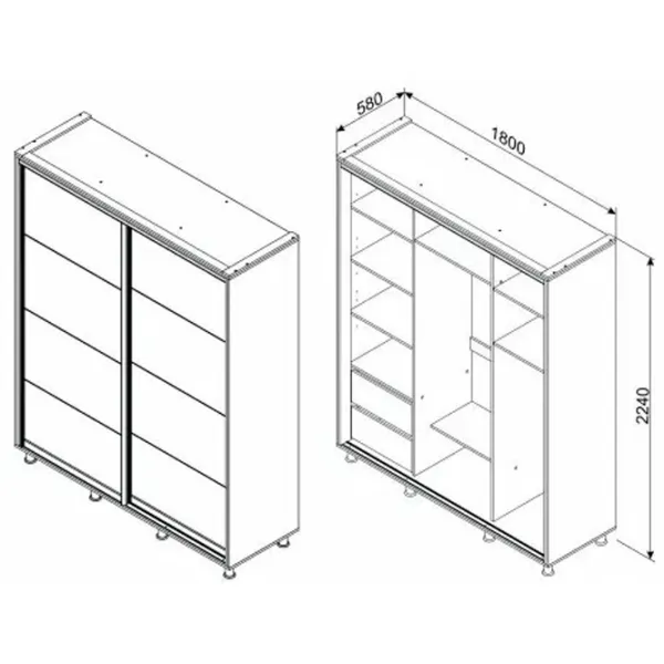 Шкаф Ambianta Torino 180 x 58см x 224 / ДСП / Белый photo 4