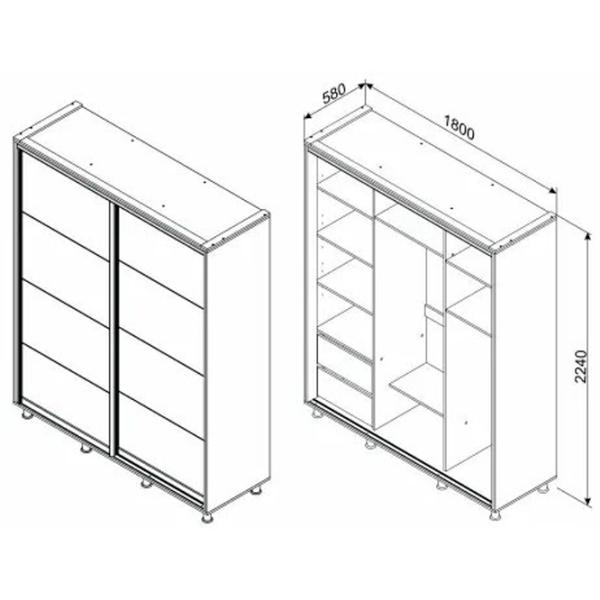 Шкаф Ambianta Torino 180 x 58см x 224 / ДСП / Белый photo 4