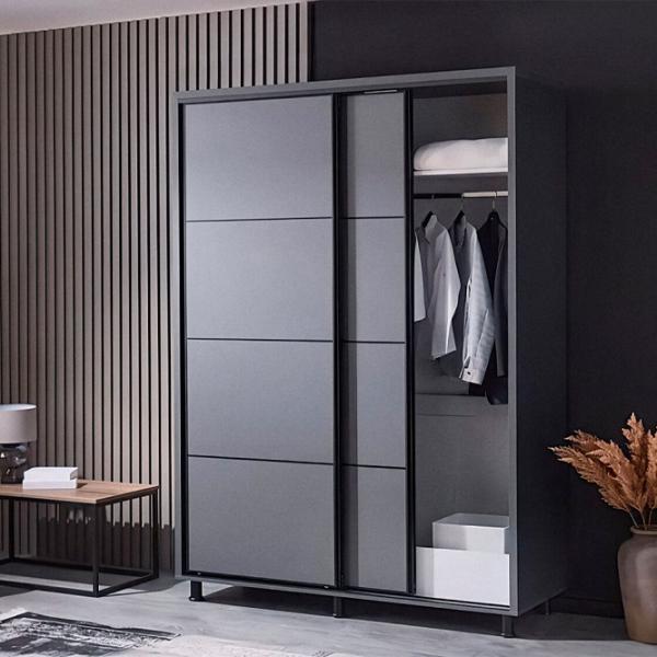 Шкаф Ambianta Torino 180 x 58см x 224 / ДСП / Графитовый photo 3