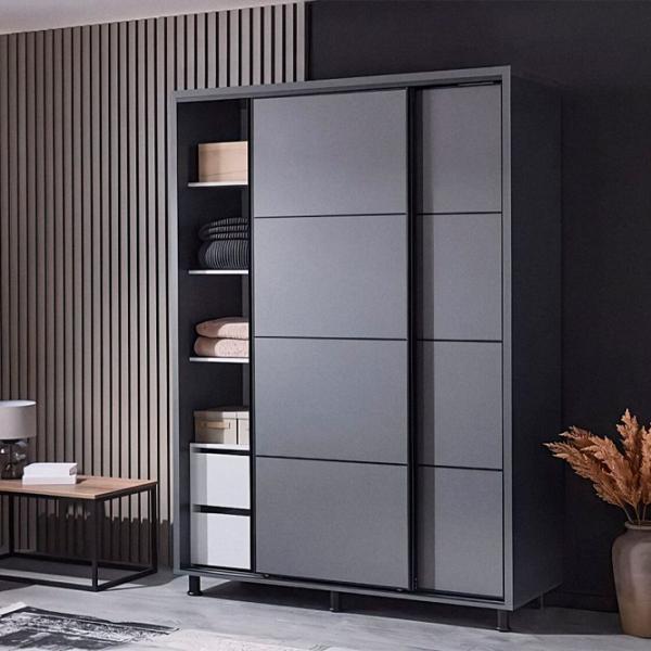 Шкаф Ambianta Torino 180 x 58см x 224 / ДСП / Графитовый photo 4