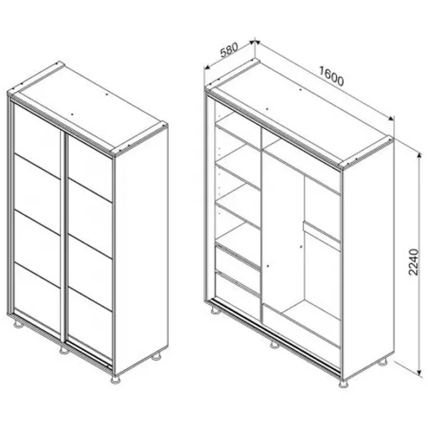 Шкаф Ambianta Torino 160 x 58см x 224 / ДСП / Графитовый photo 5 Шкаф Ambianta Torino 160 x 58см x 224 / ДСП / Графитовый photo 5