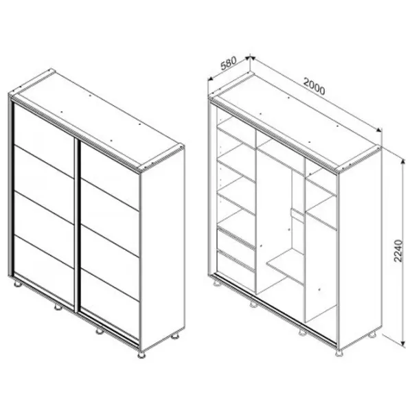 Шкаф Ambianta Torino 200 x 58см x 224 / ДСП / Белый photo 4