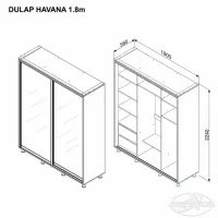 Dulap Ambianta Havana 180 x 58 x 224 / DSP / Grafit photo 2
