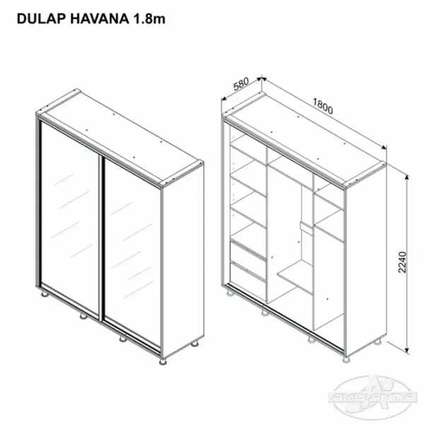 Dulap Ambianta Havana 180 x 58 x 224 / DSP / Artisan Oak photo 5 Dulap Ambianta Havana 180 x 58 x 224 / DSP / Artisan Oak photo 5