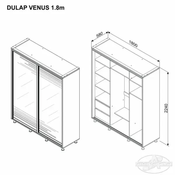 Dulap Ambianta Venus 180 x 58 x 224 / DSP / Fungo photo 3 Dulap Ambianta Venus 180 x 58 x 224 / DSP / Fungo photo 3