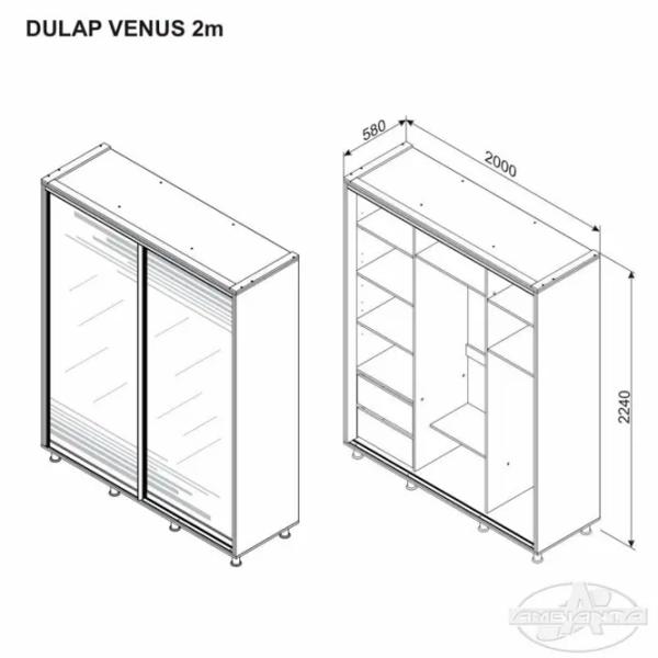 Шкаф Ambianta Venus 160 x 58см x 224 / ДСП / Дуб артисан photo 3 Шкаф Ambianta Venus 160 x 58см x 224 / ДСП / Дуб артисан photo 3