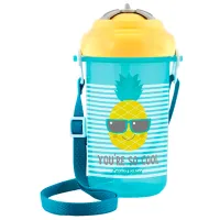 Sticluță cu pai Canpol Babies 4/102 0.4l 12 luni / Silicon / Blue