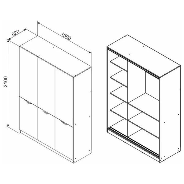 Dulap Ambianta Happy 150 x 52 x 210 / PAL / Grafit photo 3 Dulap Ambianta Happy 150 x 52 x 210 / PAL / Grafit photo 3