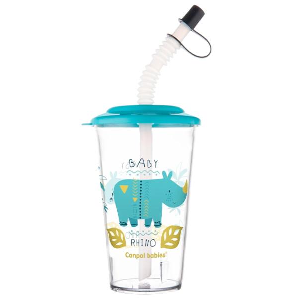 Sticluță cu pai Canpol Babies 4/112 0.32l 1 an / Plastic / Multicolor photo 1