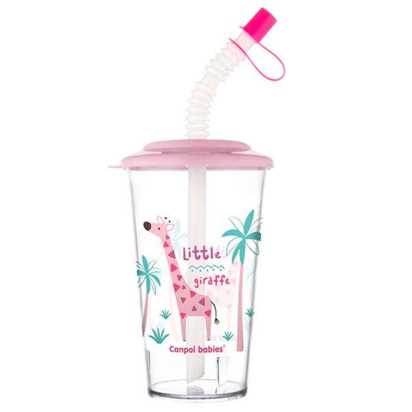 Sticluță cu pai Canpol Babies 4/112 0.32l 1 an / Plastic / Multicolor photo 2