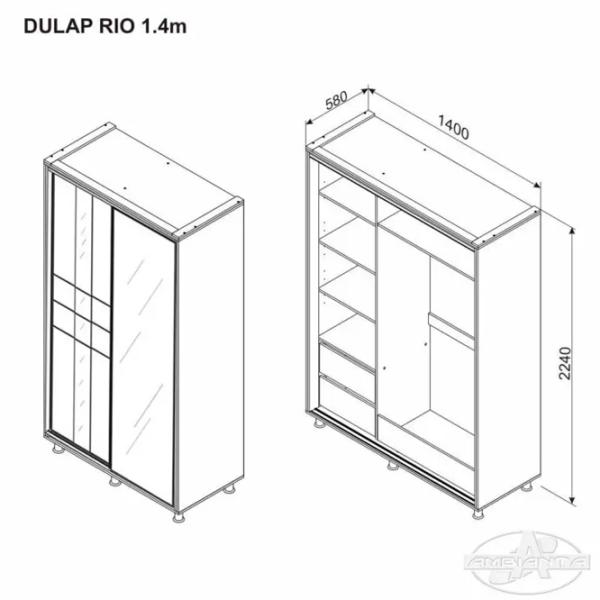 Шкаф Ambianta Rio 140 x 58см x 224 / ДСП / Дуб артисан photo 6 Шкаф Ambianta Rio 140 x 58см x 224 / ДСП / Дуб артисан photo 6