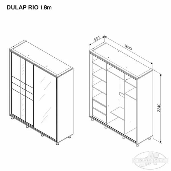 Шкаф Ambianta Rio 180 x 58см x 224 / ДСП / Дуб артисан photo 6 Шкаф Ambianta Rio 180 x 58см x 224 / ДСП / Дуб артисан photo 6