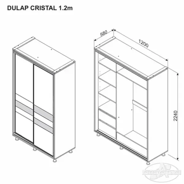 Шкаф Ambianta Cristal 120 x 58см x 224 / ДСП / Fungo photo 2