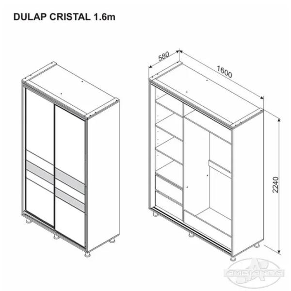 Шкаф Ambianta Cristal 160 x 58см x 224 / ДСП / Fungo photo 2 Шкаф Ambianta Cristal 160 x 58см x 224 / ДСП / Fungo photo 2