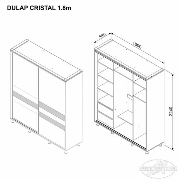 Шкаф Ambianta Cristal 180 x 58см x 224 / ДСП / Fungo photo 3 Шкаф Ambianta Cristal 180 x 58см x 224 / ДСП / Fungo photo 3