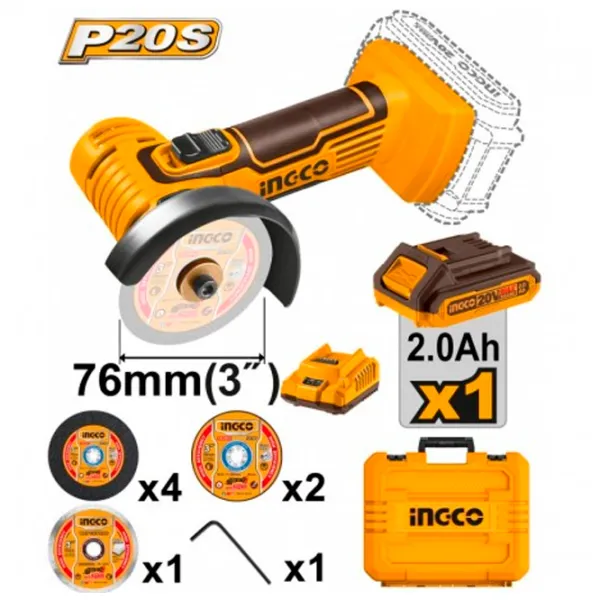 Polizor INGCO CAGLI76012 Unghiular / / Yellow photo 2