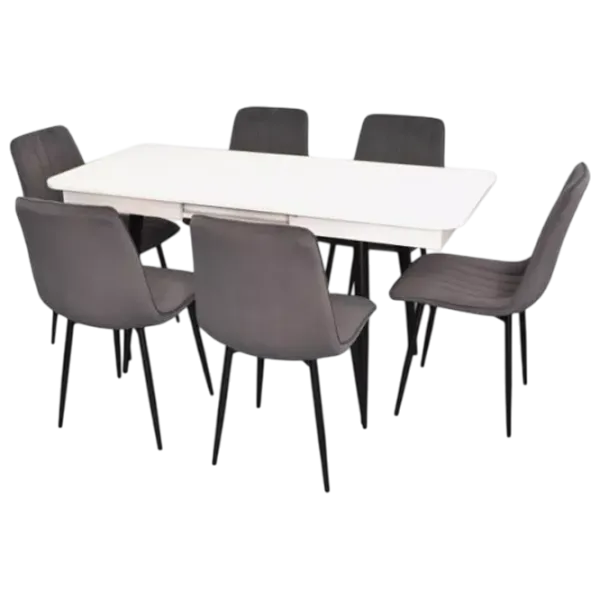 Set masă și scaune Evelin DT 432-1R B + 6 XR-154B Dreptunghiulară / PAL / Dark Gray photo 1
