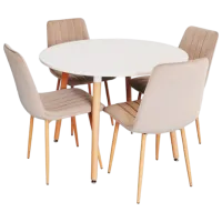 Обеденные стол со стульями Evelin DT 402 - 1WO + 4 XR-154WO Круглая / ДСП / Light Beige