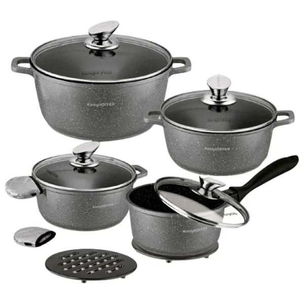 Набор кастрюль Konighoffer Pollo 4.5л Нержавеющая сталь / Черный photo 1 Набор кастрюль Konighoffer Pollo 4.5л Нержавеющая сталь / Черный photo 1
