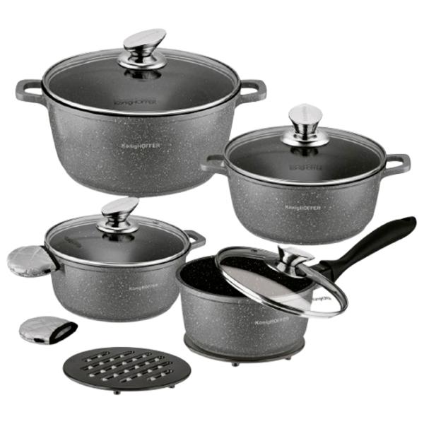 Набор кастрюль Konighoffer Pollo 4.5л Нержавеющая сталь / Черный photo 1 Набор кастрюль Konighoffer Pollo 4.5л Нержавеющая сталь / Черный photo 1