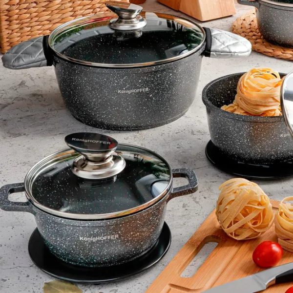 Набор кастрюль Konighoffer Pollo 4.5л Нержавеющая сталь / Черный photo 9 Набор кастрюль Konighoffer Pollo 4.5л Нержавеющая сталь / Черный photo 9