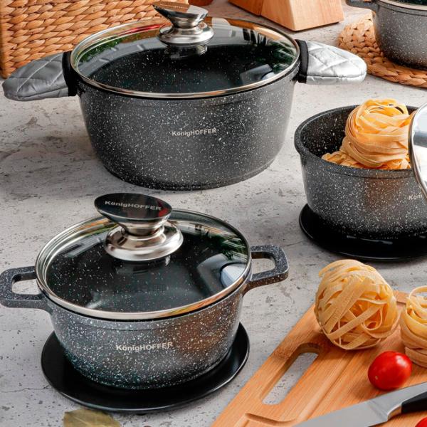 Набор кастрюль Konighoffer Pollo 4.5л Нержавеющая сталь / Черный photo 9 Набор кастрюль Konighoffer Pollo 4.5л Нержавеющая сталь / Черный photo 9