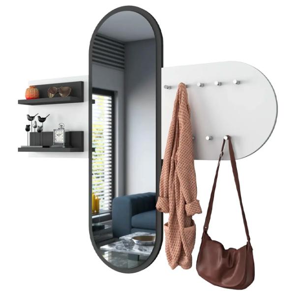 Cuier cu oglindă Mirage Meble P3 PAL / Dark Gray White photo 1