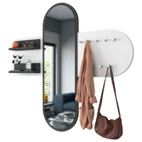 Вешалка с зеркалом Mirage Meble P3 ДСП / Темно серый Белый