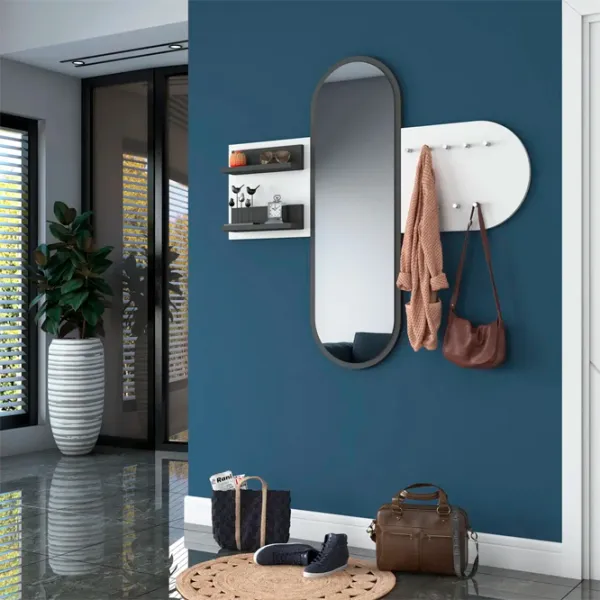 Cuier cu oglindă Mirage Meble P3 PAL / Dark Gray White photo 6