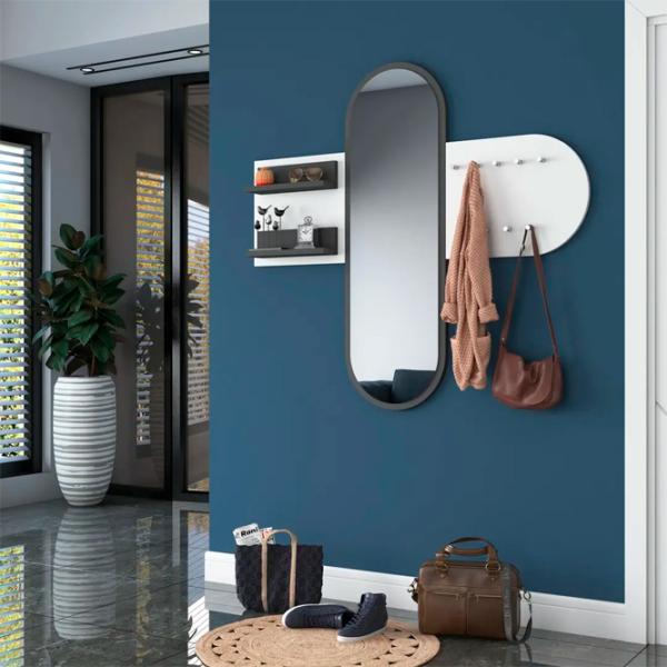 Cuier cu oglindă Mirage Meble P3 PAL / Dark Gray White photo 6