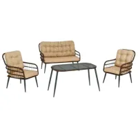 Set mobilă grădină Hola Porto Plastic / Sticlă / Rattan artificial / Brown