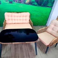 Set mobilă grădină Hola Porto Plastic / Sticlă / Rattan artificial / Brown photo 2