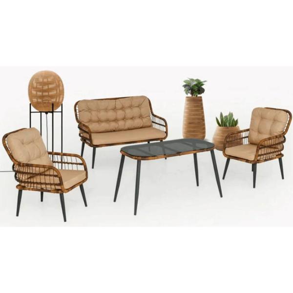 Set mobilă grădină Hola Porto Plastic / Sticlă / Rattan artificial / Brown photo 3
