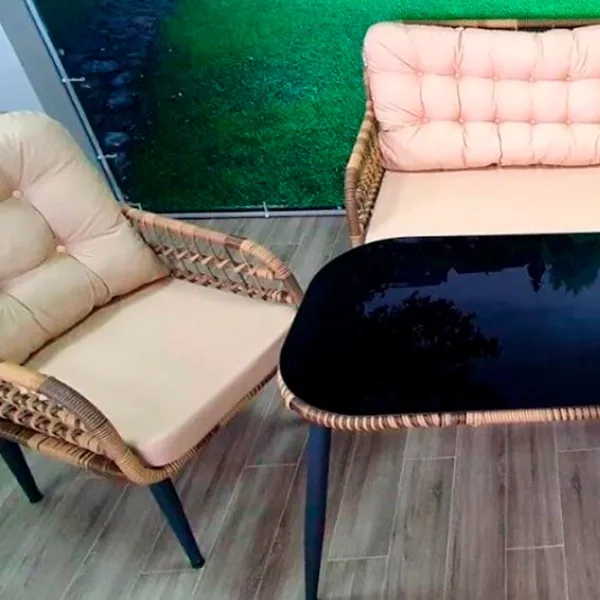 Set mobilă grădină Hola Porto Plastic / Sticlă / Rattan artificial / Brown photo 4