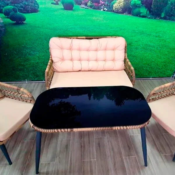 Set mobilă grădină Hola Porto Plastic / Sticlă / Rattan artificial / Brown photo 5