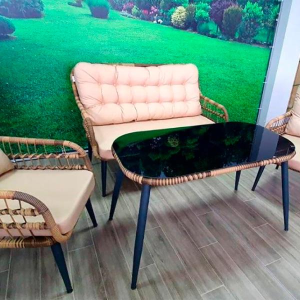 Set mobilă grădină Hola Porto Plastic / Sticlă / Rattan artificial / Brown photo 6