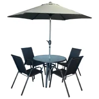 Набор садовой мебели Hola 0431010 Металл / Стекло / Металл / Черный