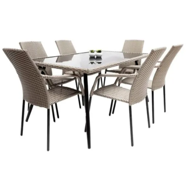 Set mobilă grădină Hola Solid Ratan artificial / Sticlă / Rattan artificial / Beige photo 1