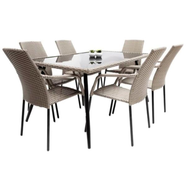 Set mobilă grădină Hola Solid Ratan artificial / Sticlă / Rattan artificial / Beige photo 1