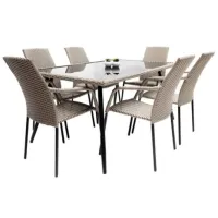 Set mobilă grădină Hola Solid Ratan artificial / Sticlă / Rattan artificial / Beige